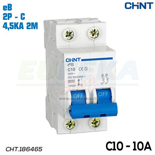 MAGNETOTERMICO 10A - 2P 4,5KA CURVA C 2P - eB/C10
