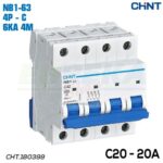 MAGNETOTERMICO 20A 4P 6KA CURVA C 4M NB1-63/C20