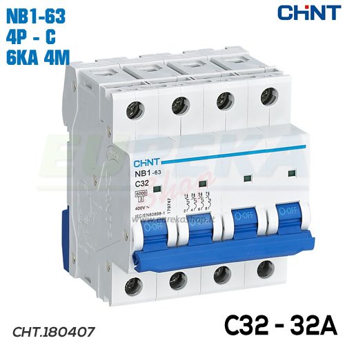 MAGNETOTERMICO 32A 4P 6KA CURVA C 4M NB1-63/C32