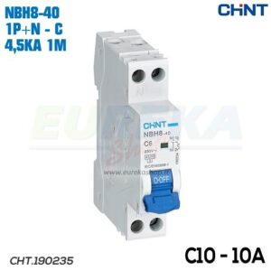 MAGNETOTERMICO 10A 1P+N 4,5KA CURVA C 1M - NBH8-40/C10