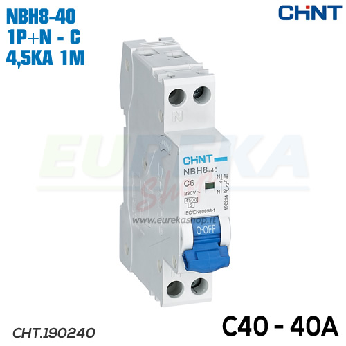 NBH8-40/C40-1PN-4,5 -INT MT 1P+N 40A CURVA C 4,5KA 1M