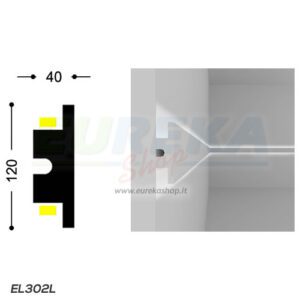 EL302L - Profilo a T doppia luce da cartongesso o appoggio - barra da 1.15 mt