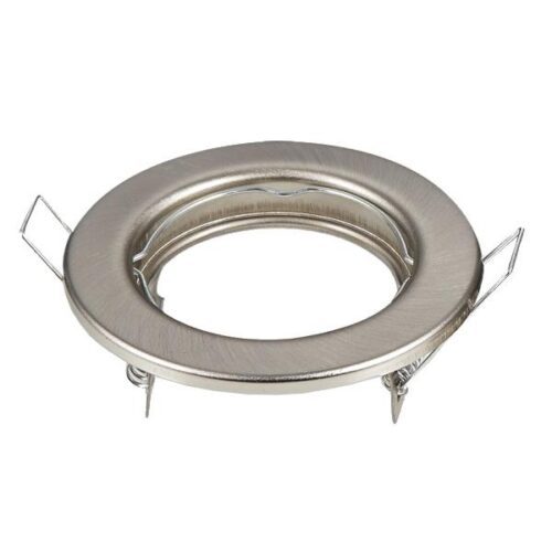PORTAFARETTO NICKEL SATINATO ROTONDO FISSO PER GU10 IN METALLO - 2 pz/box