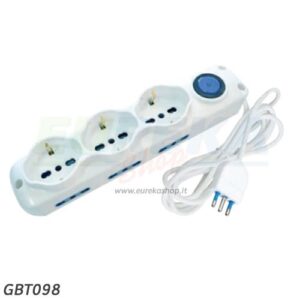 MULTIPRESA 3 SCHUKO 6BPRESE 10/16A 2P+T CAVO 1,5MT 3x1mm SPINA 16A CON INTERR.