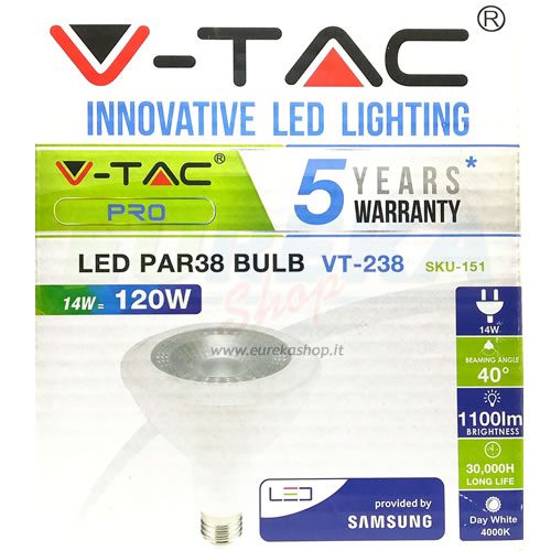 LED Bulb - SAMSUNG CHIP 14W E27 PAR38 Plastic 4000K