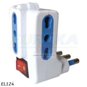 ADATTATORE TRIPLO 3BPRESE 10/16A CON INTER. LUMINOSO SPINA 16A CON ALVEOLI DI PR