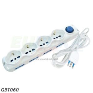 MULTIPRESA 4 SCHUKO 8BPRESE 10/16A 2P+T CAVO 1,5MT 3x1mm SPINA 16A CON INTERR.