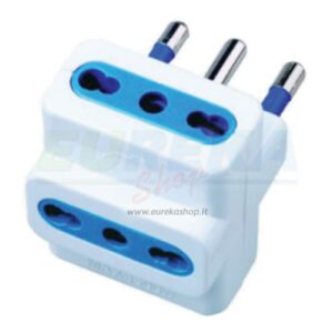 ADATTATORE TRIPLO 3BPRESA 10/16A 2P+T CON SPINA 16A CON ALVEOLI DI PROTEZIONE