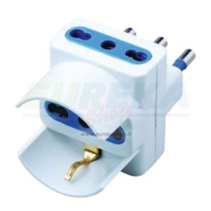 ADATTATORE TRIPLO 1 PRESA SCHUKO 2 BPRESE 10/16A SPINA 16A COLORE BIANCO GUAINA
