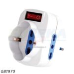ADATTATORE ROTANTE 1 PRESA SCHUKO, 2BIPRESE 10/16A 2P+T SPINA16A, CON INTERRUTT
