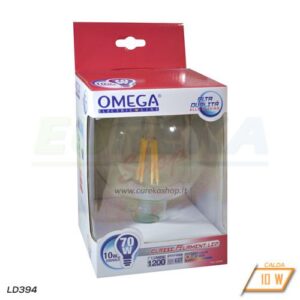 Lampadina LED 10W E27 G125 TRASPARENTE - Calda 3000k