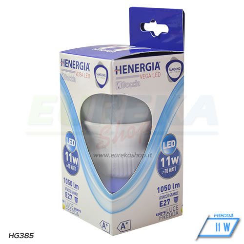 Lampadina LED 11W E27 A60 - Fredda 6500K - CHIP SAMSUNG
