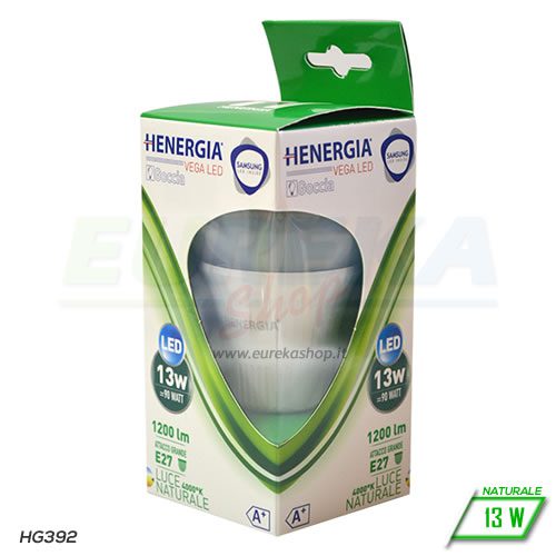 Lampadina LED 13W E27 A65 - Naturale 4000K - CHIP SAMSUNG