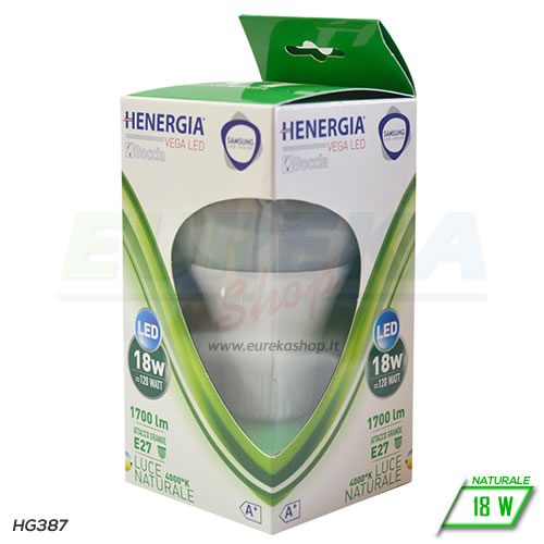 Lampadina LED 18W E27 A80 - Naturale 4000K - CHIP SAMSUNG
