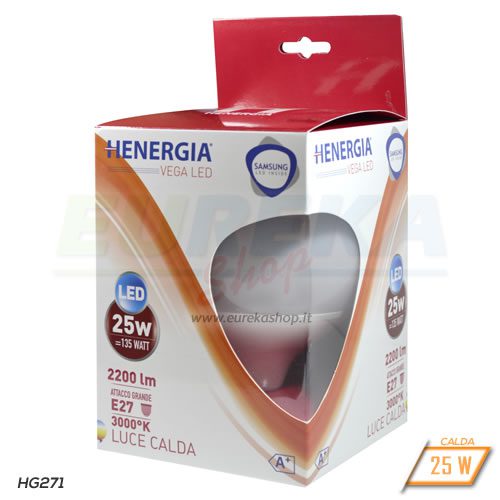 Lampadina LED 25W E27 G125 - Calda 3000K - CHIP SAMSUNG