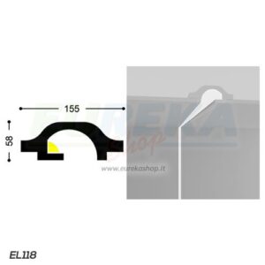 Taglio di luce indiretta interno arrotondato - barra da 1.15 mt