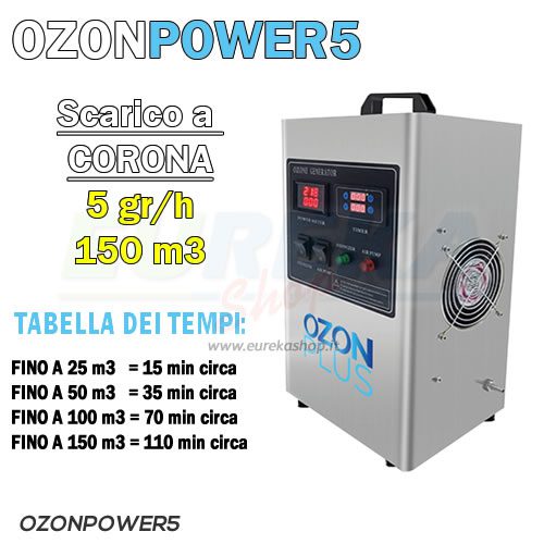 18637 SANIFICATORE GENERATORE DI OZONO - ARIA E ACQUA - 80W - OZONPOWER5