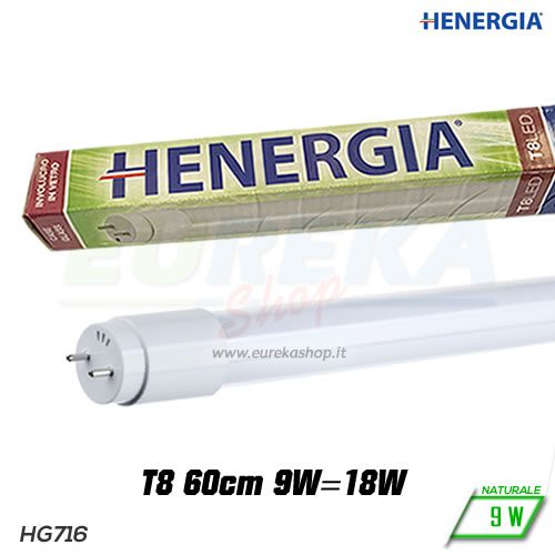 TUBO VETRO T8 LED 9W 4000K CM.60 220V A+