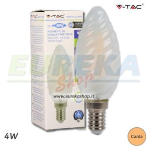 VT - LED Bulb - 4W Filament E14 Frost Cover Twist Candle 2700K - NEW