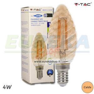 LED Bulb - 4W Filament E14 Candle Amber Cover Twist 2200K