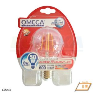 Lampadina LED 6W E27 A60 TRASPARENTE - Calda 3000k