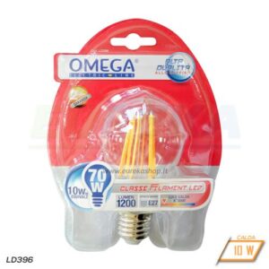 Lampadina LED 10W E27 A68 TRASPARENTE - Calda 3000k