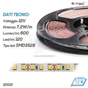 STRISCIA LED 12V 18W FREDDA 6400K 600lm 120ed/mt SMD3528 IP20