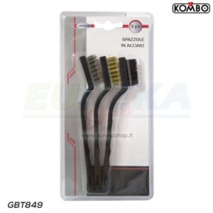 Set 3 pz. spazzole in acciaio con manico ergonomico in ABS e setole in acciaio,