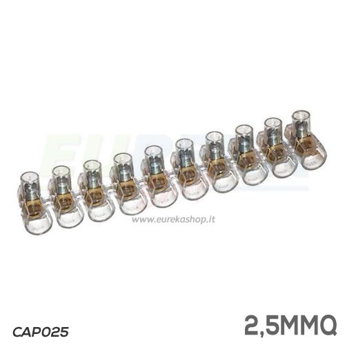 SINGOLA LISTA DA 10 MORSETTI A CAPPUCCIO 2.5 MMQ TRASP.