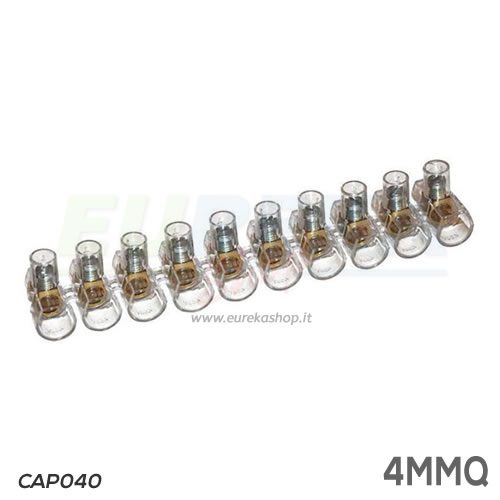 SINGOLA LISTA DA 10 MORSETTI A CAPPUCCIO 4 MMQ TRASP.