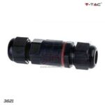 Giunto tondo 1in e 1out Nero IP68