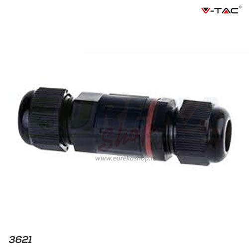 Giunto tondo 1in e 1out Nero IP68