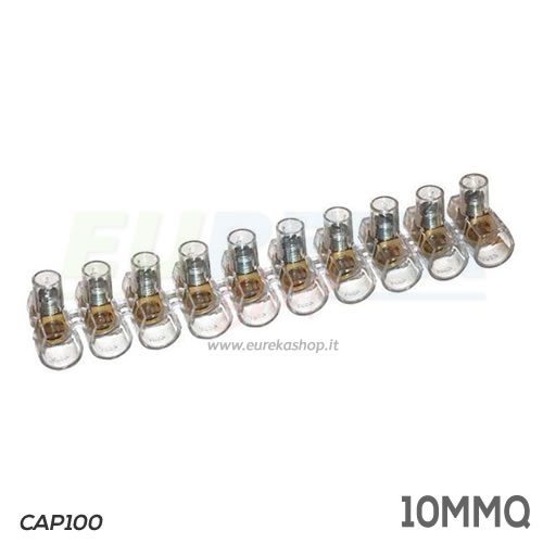 SINGOLA LISTA DA 10 MORSETTI A CAPPUCCIO 10 MMQ TRASP.