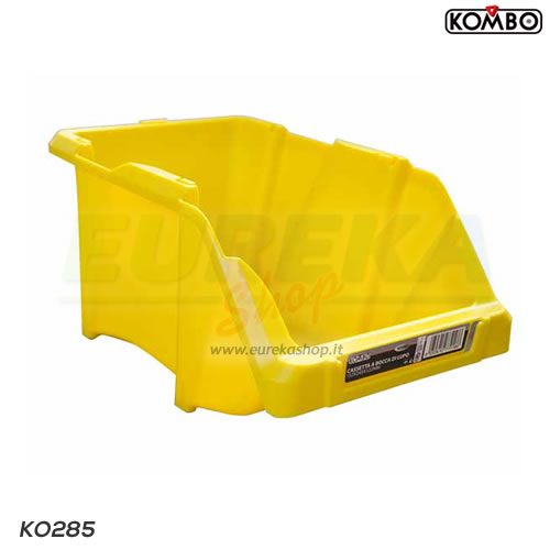 Cassetta in plastica a bocca di lupo, colore GIALLO dim.: 152X245X122MM