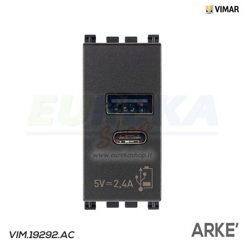 ALIMENTATORE USB A+C 5V 2.4A 1M GRIGIO