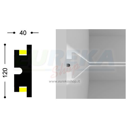 ELENI - Profilo a T doppia luce da cartongesso o appoggio - barra da 1.15 mt